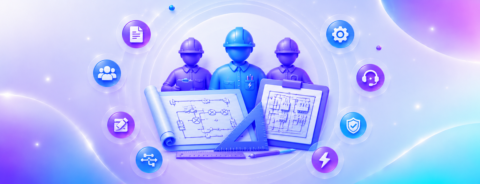Electrical Draftsman service team illustration