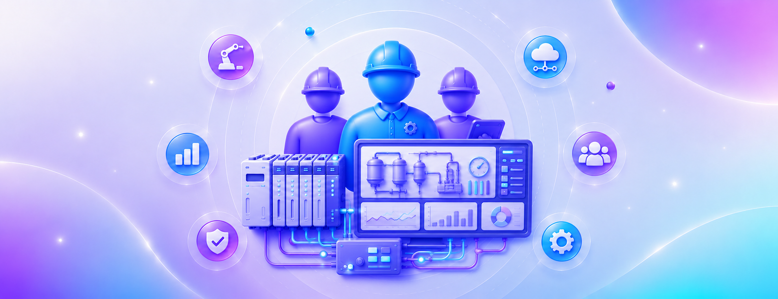 PLC & SCADA Programming service team illustration
